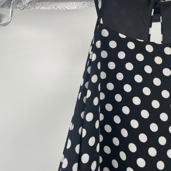 Express Polka Dot Halter Dress Asymmetric Ruffle Hem Black/White Size Large New - Picture 5 of 9